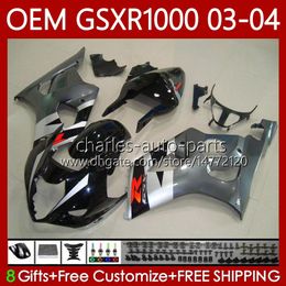 Injection mold Fairings For SUZUKI K3 GSXR1000 GSXR 1000 CC 2003 2004 Body 67No.108 K 3 GSXR-1000 GSX R1000 Grey black 2003-2004 1000CC GSX-R1000 03 04 OEM Bodywork kit
