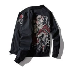 Winter Bomber Jacket Men Dragon Chinese Embroidery Pilot Jacket Retro Rock Hip Hop Jacket Youth Streetwear High Street Male 201123