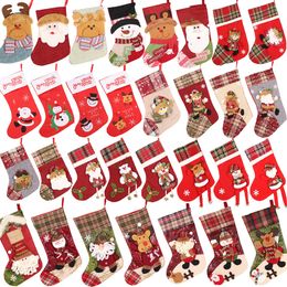 New Christmas Stockings Decor Christmas Trees Ornament Party Decorations Santa Snow Elk Design Stocking Candy Xmas Gifts Bag Wholesale