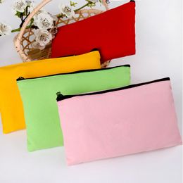 Colorful Canvas Zipper Pencil Cases Pen Pouches Cotton Cosmetic Bags Makeup bags Mobile Phone Clutch Bag Organizer Factory wholesale LX03311