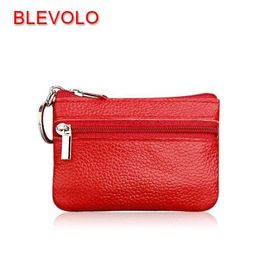 Square BLEVOLO Mini Coin Purses Female Purse Zipper Real Leather Korean Style Key Bags For Girls Small Wallet Women Pocket