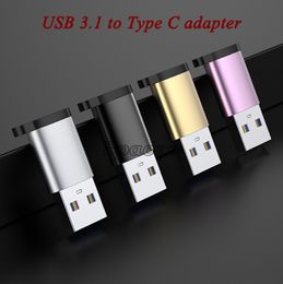 Mini Adapter USB 3.1 Male to Type C Female Portable Adapter Connectors OTG Converters Cell Phone Accessories Colorful Metal Material with Lanyard