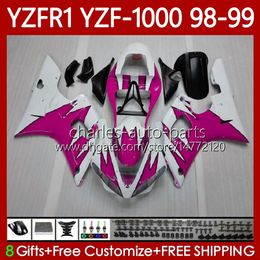 Motorcycle Bodywork For YAMAHA YZF-R1 YZF1000 YZF R 1 1000 CC 98-01 Bodys 82No.79 YZF Pink Flames R1 1000CC 1998 1999 2000 2001 YZF-1000 YZFR1 98 99 00 01 OEM Fairing Kit