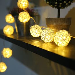 LED String Fairy Lights Garlands Rattan Ball Fairy Light USB Battery Powered Christmas Wedding Party Indoor Decoration Y201020