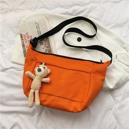 Casual Solid Colour Canvas Bag Crossbody Large Shopping Bag High Quality Ladies Handheld Shoulder Simple Fashion Wallet