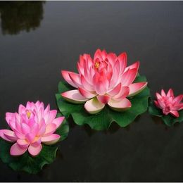 29cm large Size Artificial Silk floating lotus flower Pool Fake EVA Flowers For Christmas Ornament Wedding party Decorations