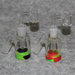 14mm 18mm ash catcher for glass water bong 45 90 degree ashcather with quality quartz banger silicone wax container dabber tool