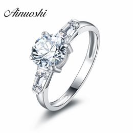 Luxury Quality 1.25 Carat SONA Synthetic Wedding Ring Bridal Set Engagement Ring Set For Women 3 Stones Rings Lovers Promise Y200106