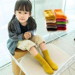 Fashion kids boys girls warm socks terry towel sock christmas children gift fuzzy soft stocking home floor sock for 1-6years baby wholesale