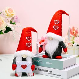 Party Supplies Valentine's Day Gnome Plush Doll Handmade Swedish Elf Valentines Gifts for Women Men Home Table Ornaments RRB13442