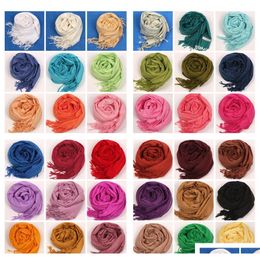 2017 41Colors Hot Pashmina Cashmere Solid Shawl Wrap Women'S Girls Ladies Scarf Soft Fringes Solid Scarf Ldgte