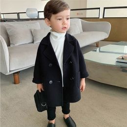 New Children Coat Wool Coat For Boys Fashion Autumn Winter Jacket Boy Windbreaker Kids Winter Overcoat 6 Y High Quality Lattice LJ201128