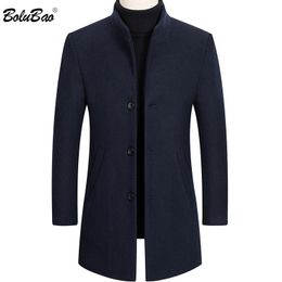 BOLUBAO Brand New Men Wool Coat Men's Solid Colour Casual Slim Fit Overcoat Winter Comfortable Fashion Wool Blends Coats Male 201126