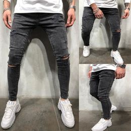Mens Stretch Destroyed Jeans Fashion Skinny Ripped Design Jeans For Men Brand New Hip Hop Denim Trousers Male Pencil Pants 3XL C1123