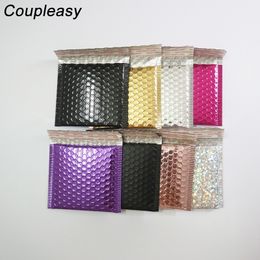 50Pcs Purple/Black Plastic Envelope Bag Small Bubble Mailers Padded Envelopes Self Seal Shipping Mailing Bags Stationery 15x13cm Y200709