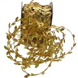 Decorative Flowers & Wreaths 10/20M Christmas Silk Leaves Artificial Flower Gold Leaf DIY Wreath For Wedding Decoration Garland Craft Fake