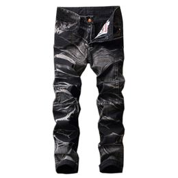 New Full Length Men's Fashion Street Style Moul Style Jeans Retro Pleated Jeans Slim Fit Denim Jeans 201111