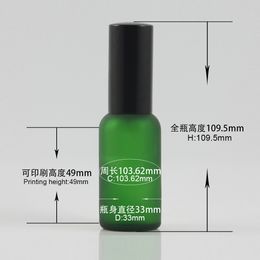 30ml fancy glass perfume bottles, green frosted packaging with aluminium spray pump lids