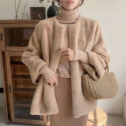 Winter New Elegant women faux fur coat streetwear Autumn warm Faux Mink Fur Coat Female party overcoat 201212