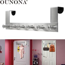 Hooks & Rails OUNONA Multifunctional Stainless Steel Door Hook Hanger Coat Wall Hanging Rack Over The For Cloth Pants Hat Towel1