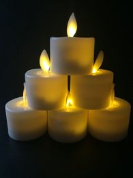 12pcs Electronic Flameless Tea Light LED Votive Candle 3.7cm(Dia)*4.8cm(H) Ivory Swinging Dancing Moving Wick Home Wedding Party Y200109