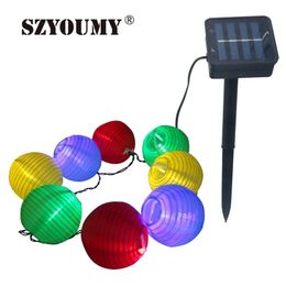 SZYOUMY 4.8M 20 LEDS 6M 30 LEDS Garden Coloured Solar String LED Hanging Lantern Lights For Christmas New Year Decoration Hot 201201