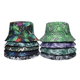 2022 Fashion Reversible Tropical rain forest Print Bucket Hats For Women Gorras Fisherman Caps Summer Sun Fishing Caps