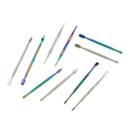 5pcs/Box Wax Carving Tool Stainless Steel Multifunctional Titanium Nail Spoon Dabber+5ml Silicone Container Smoking pipe Accessories
