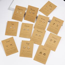 Women earrings earings European and United States Fashion constellation sign Stud Earring Gold 12 zodiac Earrings gifts Jewellery