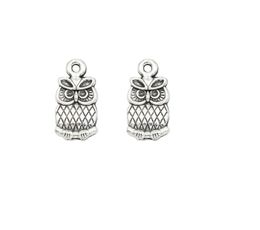 200pcs/lot Tibetan Silver Plated Owl Charms Pendants for Jewellery Making Bracelet DIY Handmade 15x7mm