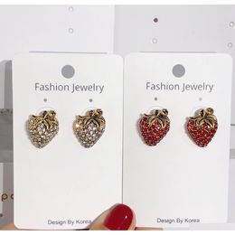 S1079 Hot Fashion Jewellery S925 Silver Needle Vintage Strawberry Earring Diamond Rhinstone Stud Earrings Zforc