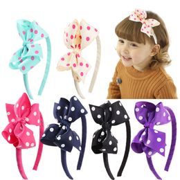 Children Hairband Ribbon Hair Bows Headbands Polka Dot Colorful Butterfly Hairbow Headband Fashion Baby Kids Hair Bands Accessories Black Pink Purple Rose Red