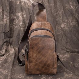 Backpack High Quality Genuine Leather Male Chest Rucksack Cross Body Bag Men Cowhide Shoulder Retro Sling Bags1
