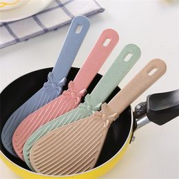Wheat Straw PP Rice Spoon with Cute Bowknot Decorated Eco Friendly Dinner Spoon Modern Kitchen Supply Accessories
