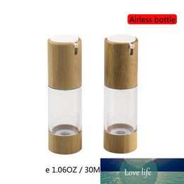 30ML 1.06OZ Bamboo Cosmetic Airless Bottle Transparent Vacuum Lotion/Emulsion Press Pump Container, Foundation/Concealer Bottle