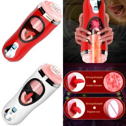 NXY Sex Masturbators Automatic Masturbator Male Strong Clip Suction Blowjob Throat Deep Vagina Real Pussy Masturbation Cup Toys for Men Vibrating 220127