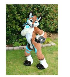 Long Fur Husky Dog Fox Fursuit Furry Mascot Costume Suit Fancy Dress Adult Outdoor Outfit