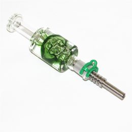 Skull Glycerin Glass Nectar Water Smoking Pipe with 14mm Stainless Steel Tips or Quartz Tip Dab Oil Rig Bongs Smoking ash catcher