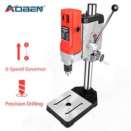 AOBEN 880W Electric Bench Drilling 220V Multifunction 6-Speed Governor Mini Bench Drill Stand Steel/Woodworking Home DIY Tool 201225