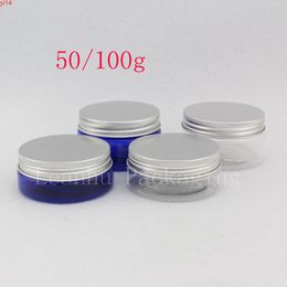 50g 100g Empty Plastic Skin Care Cream Container Aluminium lid PET Bottles Cosmetic Packaging Pot 50ml 100ml 48pc/lothigh qualtity