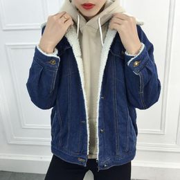 Teddy Winter Womens Blue jean jacket Thicken Warm Fleece Denim women jackets and coats 2019 Punk Outwear jaqueta jeans femina1