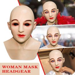 Halloween Bald Beauty Women Latex Mask Halloween Realistic Funny Mask Full Face Latex Mask Masquerade Cosplay Party Prop #107 201026