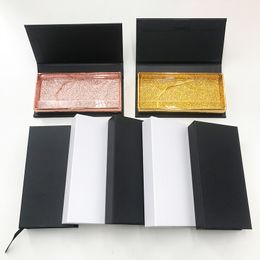 Black and white color rectangular hard empty eyelashes box for 16mm-27mm mink eye lashes custom private label lash cases