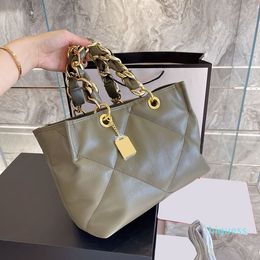 Designer- Women Shopping Bags Leather Quilted Double Chain Totes Large Capacity Touch Soft Handbags 30CM