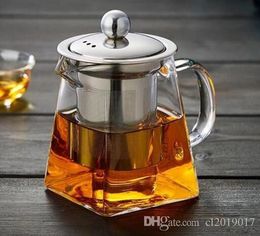 Clear Borosilicate Glass Teapot With Stainless Steel Infuser Strainer Heat Resistant Loose Leaf Pot