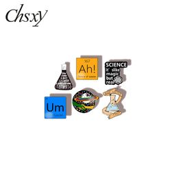 Pins, Brooches CHSXY Cute Science Acrylic Lapel Pin Beaker Cup Modal Particle Ah Um Cartoon Art Epoxy Brooch And Button Badge Gift