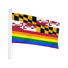 Maryland LGBT Gay Pride Flags Banners 3' x 5'ft 100D Polyester Vivid Colour With Two Brass Grommets