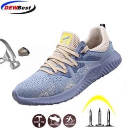 DEWBEST For Men Male Autumn Breathable Shoes Steel Toe Indestructible Safety Work Boots Sneakers Y200915