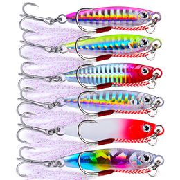 Lead Fish Jigging Lures Metal Flat Fall Slow Baits 7G-10G-15G-20G-30G Casting Lure Deep Sea Jig Fishing Tackle With Feather Hook