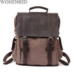 Backpack Vintge England Style Canvas Men Leather Large Capacity Laptop For Teenage Male Bagpack Computer Knapsack Bags1